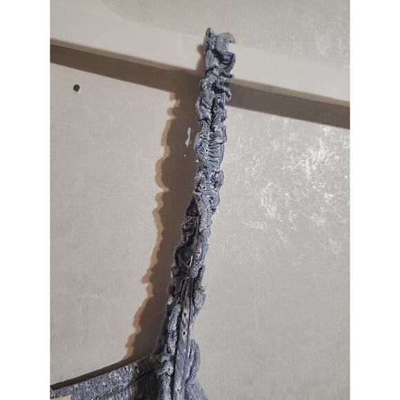 Wallflower Spaghetti Ruffle Strap Flowy Shirt / Mini Dress sz Large Blue Floral - Picture 6 of 8